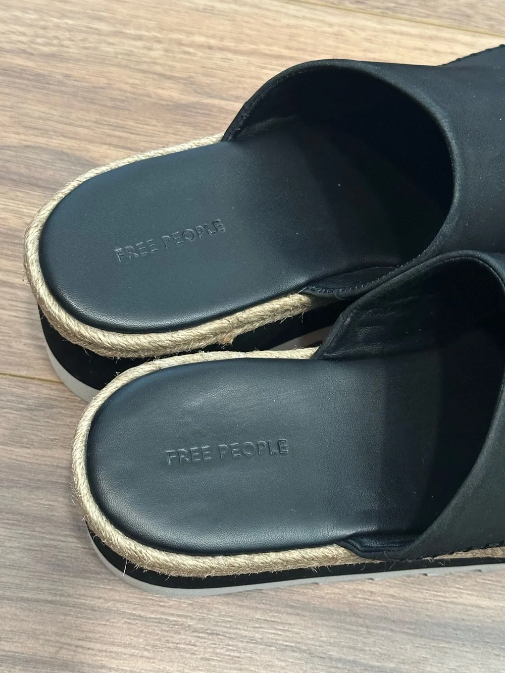 Free People Santorini‎ Espadrille Platform Sandal Leather in Black Size 9.5